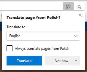 Edge translation popup